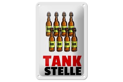 Blechschild Alkohol 12x18cm Tankstelle (Bierflaschen)