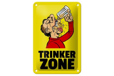 Blechschild Alkohol 12x18cm Trinkerzone Bierkrug