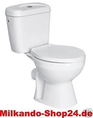 Stand WC Set Toilette bodenstehend Abgang waagerecht Spülkasten Keramik + WC Sitz