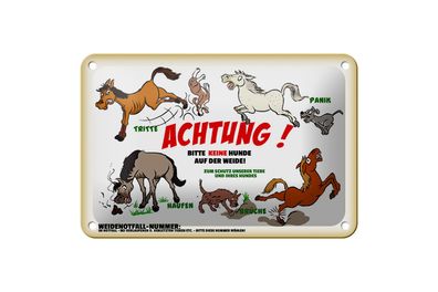 Blechschild Hinweis 18x12cm Achtung keine Hunde auf Weide