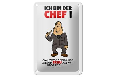 Blechschild Spruch 12x18cm Ich bin der Chef