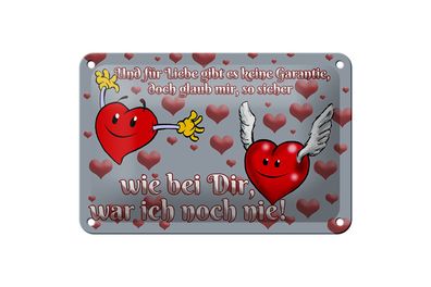 Blechschild Spruch 18x12cm Für Liebe gibt's keine