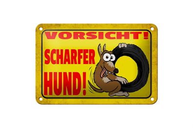 Blechschild Hinweis 18x12cm Vorsicht scharfer Hund