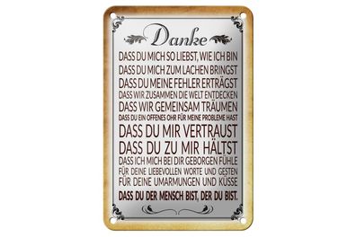 Blechschild Spruch 12x18cm Danke dass du bist der du bist