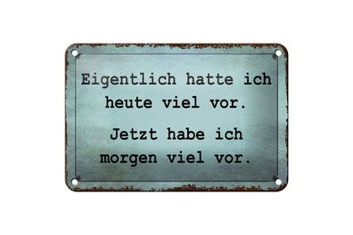 Blechschild Spruch 18x12cm eigentlich hatte ich viel vor