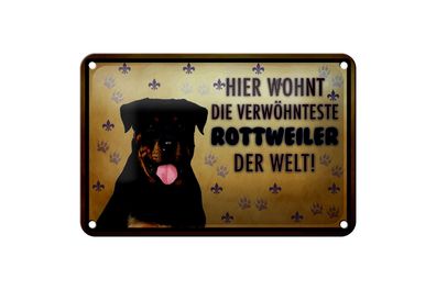 Blechschild Spruch 18x12cm Hund hier wohnt die Rottweiler