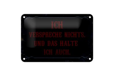 Blechschild Spruch 18x12cm verspreche nichts das halte auch