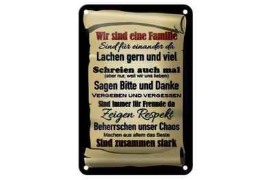 Blechschild Spruch 12x18cm wir sind eine Familie zusammen