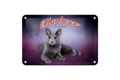 Blechschild Katze 18x12cm Chartreux Deutschland