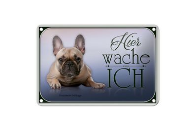 Blechschild Hund 18x12cm Französische Bulldogge hier