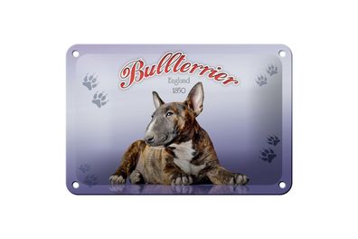 Blechschild Hund 18x12cm Bullterrier England 1850