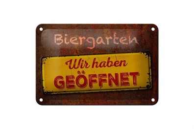 Blechschild Spruch 18x12cm Biergarten wir haben geöffnet