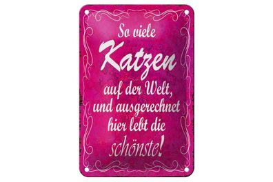 Blechschild Spruch 12x18cm so viele Katzen auf der Welt