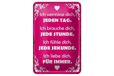 Blechschild Spruch 12x18cm ich vermisse dich jeden Tag