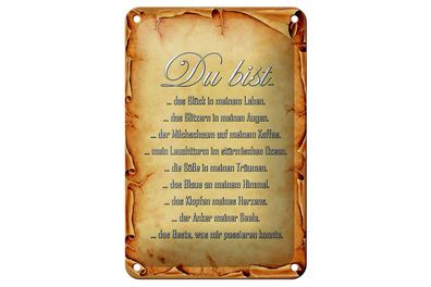 Blechschild Spruch 12x18cm Du bist Glück in meinem Leben