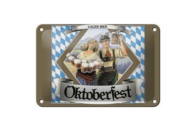 Blechschild Spruch 18x12cm Oktoberfest Lager Bier Bayern