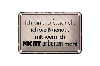Blechschild Spruch 18x12cm ich bin professionell ich weiß