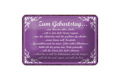 Blechschild Spruch 18x12cm zum Geburtstag alles Liebe