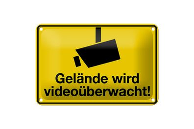 Blechschild Spruch 18x12cm Gelände wird videoüberwacht