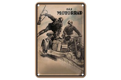 Blechschild Retro 12x18cm das Motorrad Soldaten