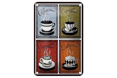 Blechschild Kaffee 12x18cm Coffee Espresso Cappuccino Latte