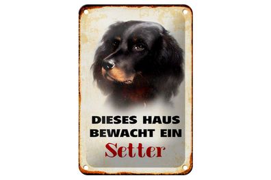 Blechschild Hund 12x18cm dieses Haus bewacht ein Setter