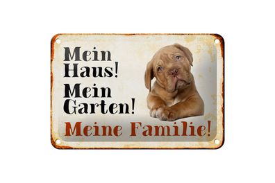 Blechschild Hund 18x12cm Beagle mein Haus Garten Familie