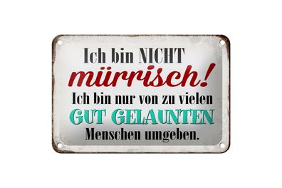 Blechschild Spruch 18x12cm ich bin nicht mürrisch bin nur