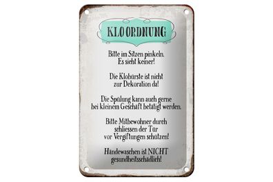 Blechschild Hinweis 12x18cm Klo Ordnung die Klobürste