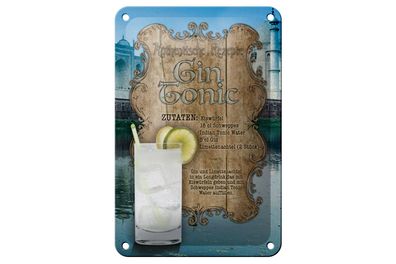 Blechschild Rezept 12x18cm Gin Tonic Zutaten Indian Tonic