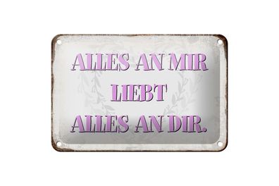 Blechschild Spruch 18x12cm alles an mir liebt alles an dir