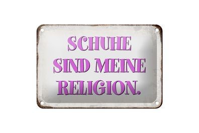 Blechschild Spruch 18x12cm Schuhe sind meine Religion