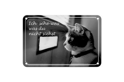Blechschild Katze 18x12cm ich sehe was du nicht siehst