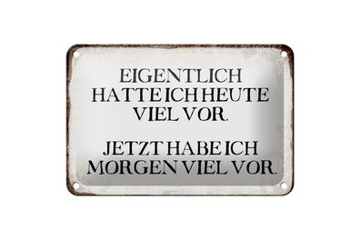 Blechschild Spruch 18x12cm eigentlich hatte heute viel vor
