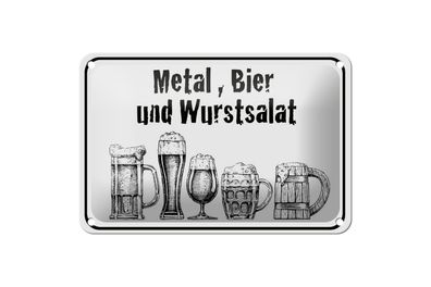 Blechschild Hinweis 18x12cm Bier und Wurstsalat