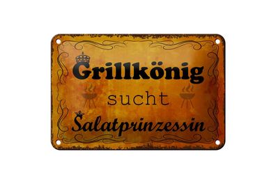 Blechschild Spruch 18x12cm Grillkönig Salatprinzessin