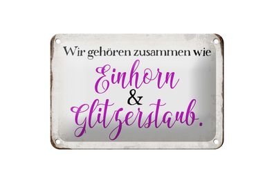 Blechschild Spruch 18x12cm Einhorn und Glitzerstaub