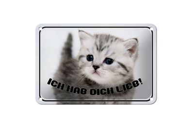 Blechschild Katze 18x12cm ich hab dich lieb Geschenk
