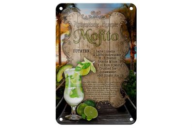 Blechschild Rezept 12x18cm Mojito Zutaten Limette Minze