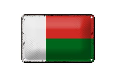 Blechschild Flagge Madagaskars 18x12cm Retro Madagascar Dekoration