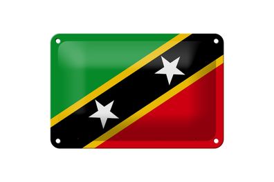 Blechschild Flagge St. Kitts und Nevis 18x12cm Saint Kitts Dekoration