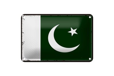 Blechschild Flagge Pakistans 18x12cm Retro Flag of Pakistan Dekoration