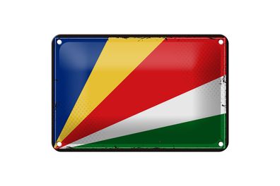 Blechschild Flagge Seychellen 18x12cm Retro Flag Seychelles Dekoration