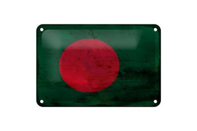 Blechschild Flagge Bangladesch 18x12cm Bangladesh Rost Dekoration