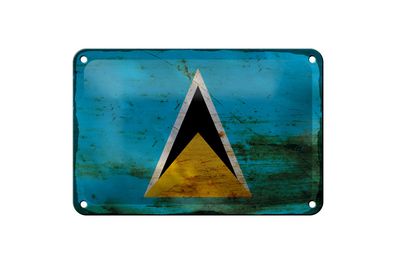 Blechschild Flagge Saint Lucia 18x12cm Saint Lucia Rost Dekoration