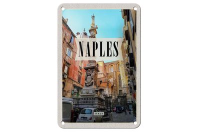 Blechschild Reise 12x18cm Naples Italy Neapel Italien Architektur Schild tinsign