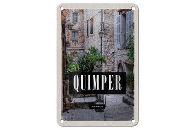 Blechschild Reise 12x18cm Quimper France Architektur Steinhaus Schild