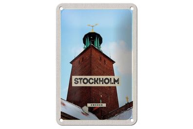 Blechschild Reise 12x18cm Stockholm Schweden Schnee Reise Schild