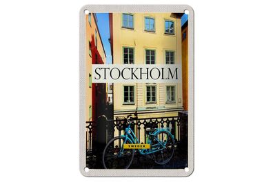 Blechschild Reise 12x18cm Stockholm Schweden Gebäude Reise Schild