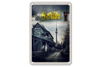 Blechschild Reise 12x18cm Berlin Deutschland Mittelalter Gemälde Schild